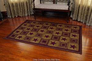 Burgundy Premium Star Rug with lots of ole country charm several sizes 