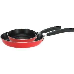   Dishwasher Safe 8 Inch and 10 Inch Fry Pan Cookware Set, Red Kitchen