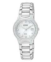 Citizen Watch, Womens Eco Drive Modena Diamond Accent Stainless Steel 