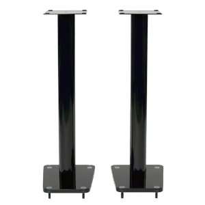  32 inch Sperker Stands Glass & Steel in Gross Black 