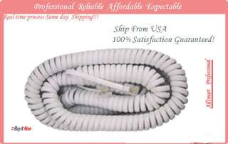 50ft 50 Coiled Telephone Phone Cable Coil Cord White  