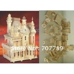 24 3d puzzle model miniature doll house+34pcs furniture play house 