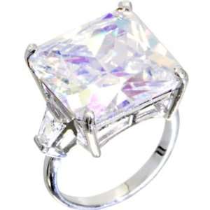  Silver 5 Carat CZ Square Ring   Size 7 Jewelry