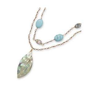  16.5 Double Strand Necklace with Turquoise and Abalone 