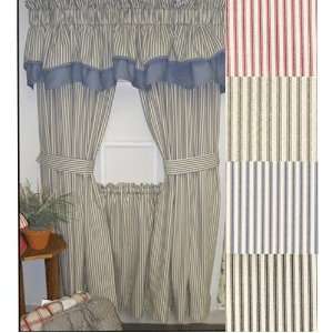 54 Long Ticking Stripe Tailored Curtain Pair By Ellis Curtain 