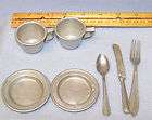   Germany Toy/ miniature Aluminum 2 plates, fork, spoon, knife, 2 cups