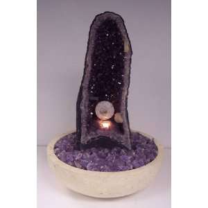 Aqua Amethyst Geode Fountain With Light And Crystal Wheel  