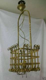 Funky Chandelier Brass Antique Lighting Hanging Basket  