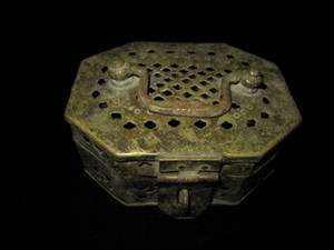 Old Nepal Tibet Buddhist Bronze Antique Jewelry Box  