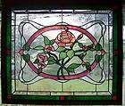 RUBY SAPPHIRE RED BLUE ROSES 22 STAINED GLASS PANEL  