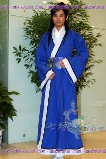Custom made Chinese blue cotton Hanfu Dress For Men  