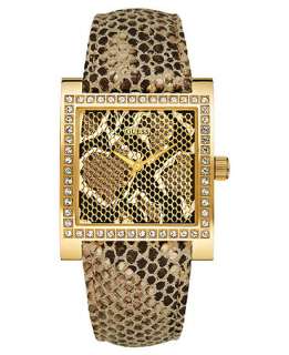 GUESS Watch, Womens Python Embossed Leather Strap 37mm U95158L1   All 