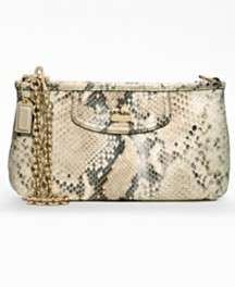 COACH MADISON EMBOSSED METALLIC PYTHON LARGE WRISTLET WITH CHAIN