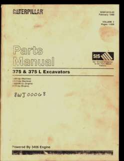 1999 CATERPILLAR 375 & 375L EXCAVATOR PARTS MANUAL  