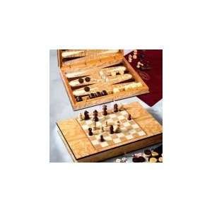 Giglio Italian Backgammon Set w/ Chess Board & Chess Pieces in Gloss