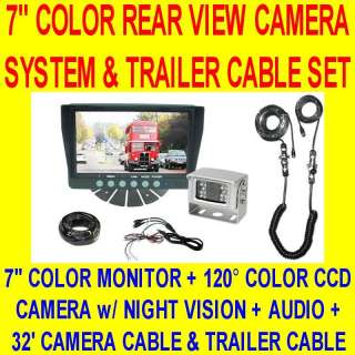 COLOR REAR VIEW BACKUP CAMERA SYSTEM & TRAILER CABLE  