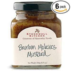 Stonewall Kitchens Bourbon Molasses Mustard 8 Ounce Jars (Pack of 6 