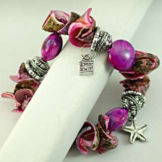   Womens Colorful Fashion Stretch Elastic Beads Dangle Bangle Bracelet