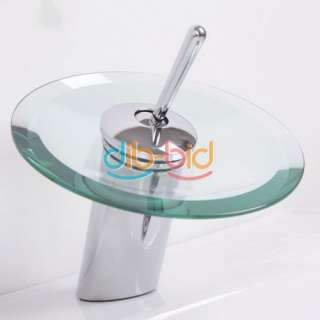 Modern Style Kitchen Bathroom Vessel Glass Waterfall Tub Vanity Sink 