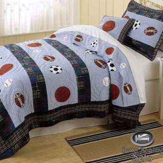 Boy Children Kid Sport Ball Quilt Theme Bedding Bed Set For Twin Full 