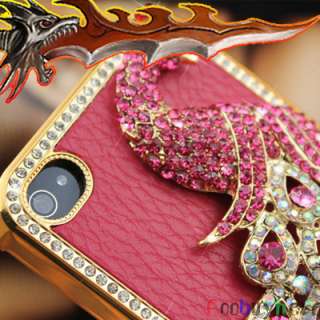 Luxury Design Big Peacock Case for iPhone 4 4G 4s Red  