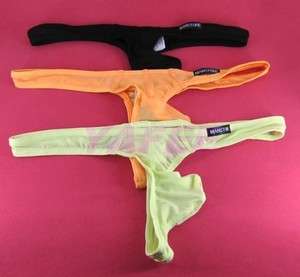 Nylon smooth Mens see through underwear male T back Bikini Thong thin