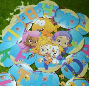 Bubble Guppies Happy Birthday Banner & Wall Art Name Banner Party 6 