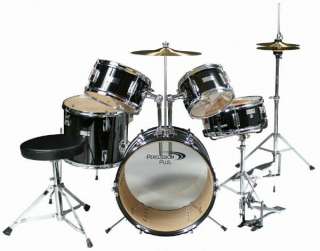 Percussion Plus 5 Piece Black Junior Kids Drum Set 611534003575  