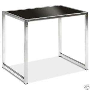   Six Chrome Base & Black Tempered Glass Top Modern Accent END Table