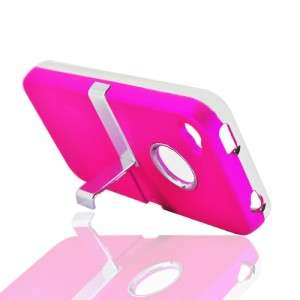 Apple iPHONE 4/4S CDMA Premium Hard Case w/ Chrome Stand Hot Pink 