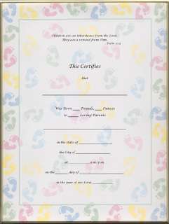 BIRTH Certificate Colorful Baby Feet Blank  