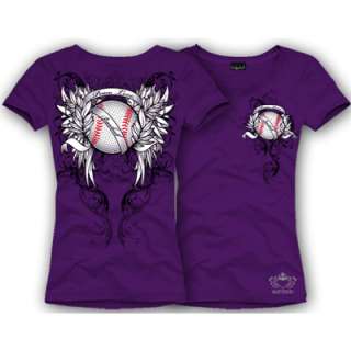 Katydid Purple Peace Love Baseball Rhinestone Shirt   M  