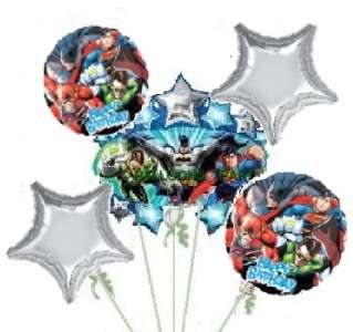 JUSTICE LEAGUE HAPPY BIRTHDAY BALLOONS party supplies blue silver 