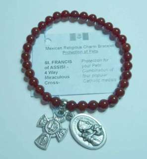 You are buying 1x Mexican Religious Charm Bracelet with 6mm carnelian 