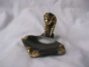 Egyptian Brass Oxidized King Tut Cigarette Ashtray  