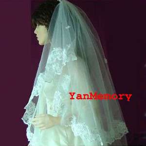 3T White CATHEDRAL Wedding Bridal Veil Lace Trim Edge  
