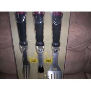  Lighted BBQ Tool Set/Spatula/Fork/Basting Brush 