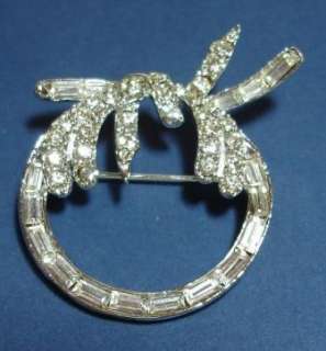 Crystal Rhinestone Vintage Circle Brooch Pin Baguettes  