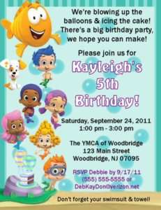 Bubble Guppies Invitations/Birthday Party Supplies  