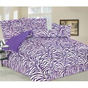   Twin Zebra Faux Fur Bed in a Bag Bedding Set Purple