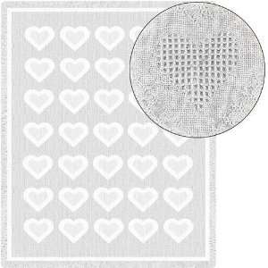    Basketweave Heart White   69 x 48 Blanket/Throw