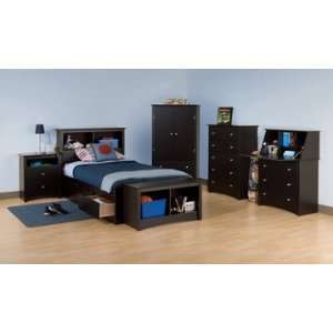   Black Twin XL Platform Storage Bedroom Furniture Set