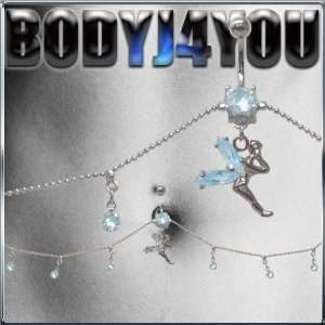 com Belly Chain Necklace 14g Belly Button Navel Ring Blue Fariy Chain 