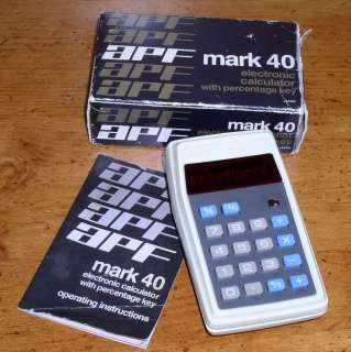   APF Mark 40 Electronic Calculator   In Original Box with Instructions