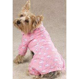 Dog Pajamas    Pink Goodnight Flannel Dog PJs w/Clouds, Stars & Moon 