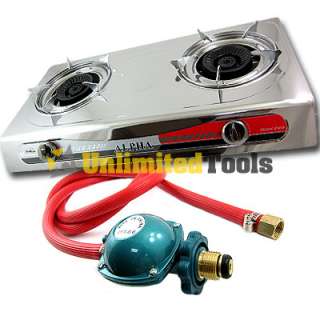 PORTABLE PROPANE DOUBLE BURNER GAS STOVE T GATE CAMPING  
