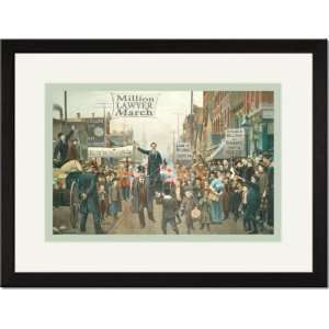  Black Framed/Matted Print 17x23, Million Lawyer March 