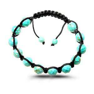  Faceted Blue Turquoise (Black) Hand Made Bracelet Jewelry
