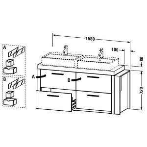   6425 L 65 Vanity Unit Floorstanding Bleach Oak Left Hinge Bleached Oak