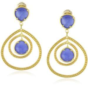   Design Riviera Small Frames Double Post Deep Blue Chalcedony Earring